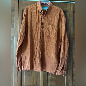 Men's Casual Button Down Shirt - Rust